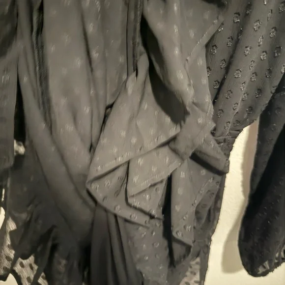 Express women's Long Sleeve Tiered Ruffle Short Black Dress 
size M - Picture 7 of 9